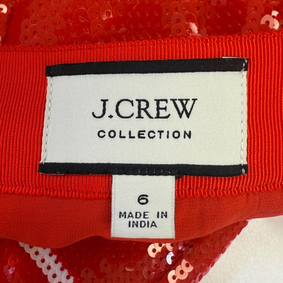 J Crew Red & White Sequined Pencil Skirt - Size 6 - Picture 4 of 5
